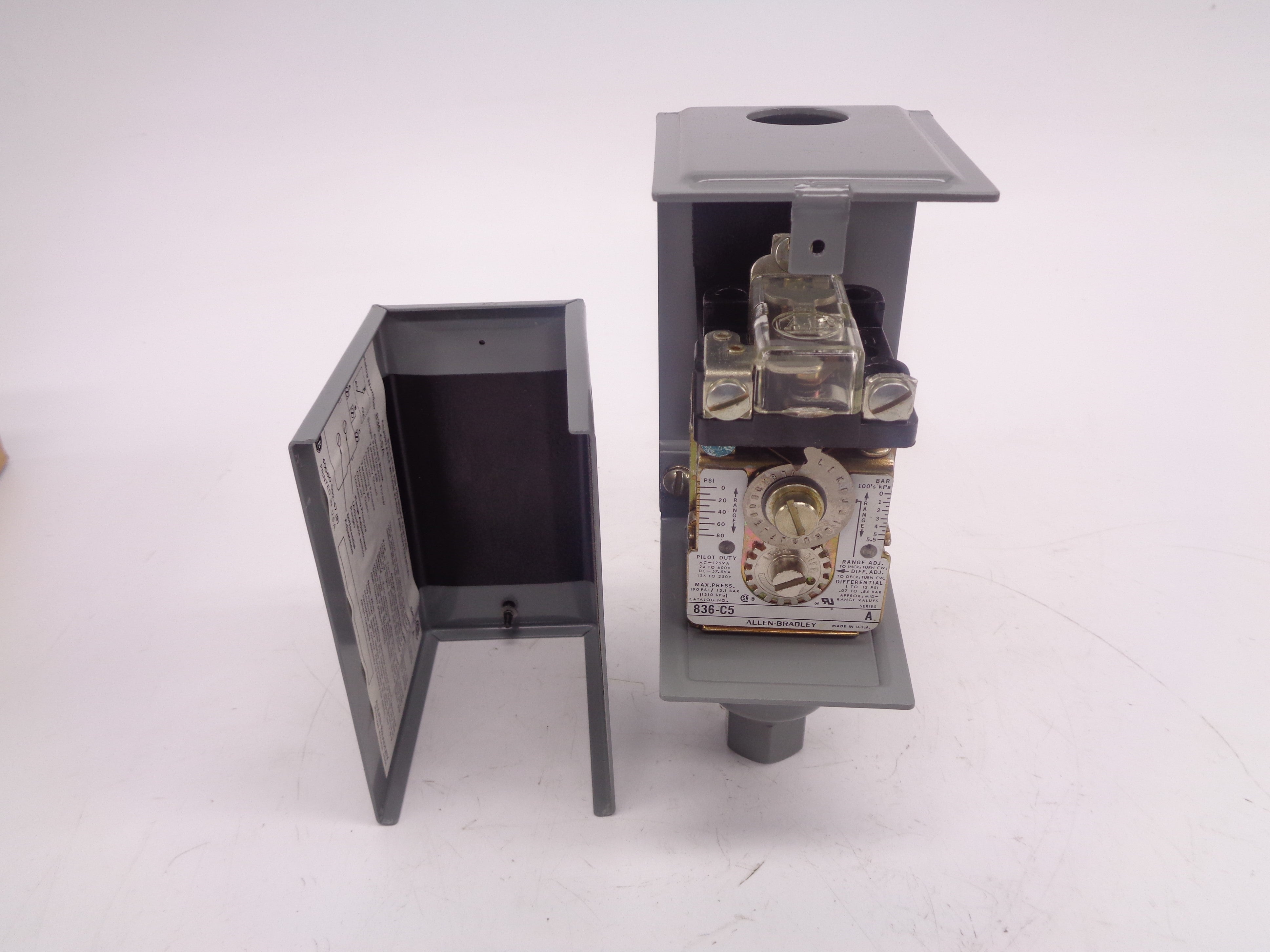 ALLEN BRADLEY 836-C5A SER. A 24-600VAC 2-80PSI (BR/WH) NSMP