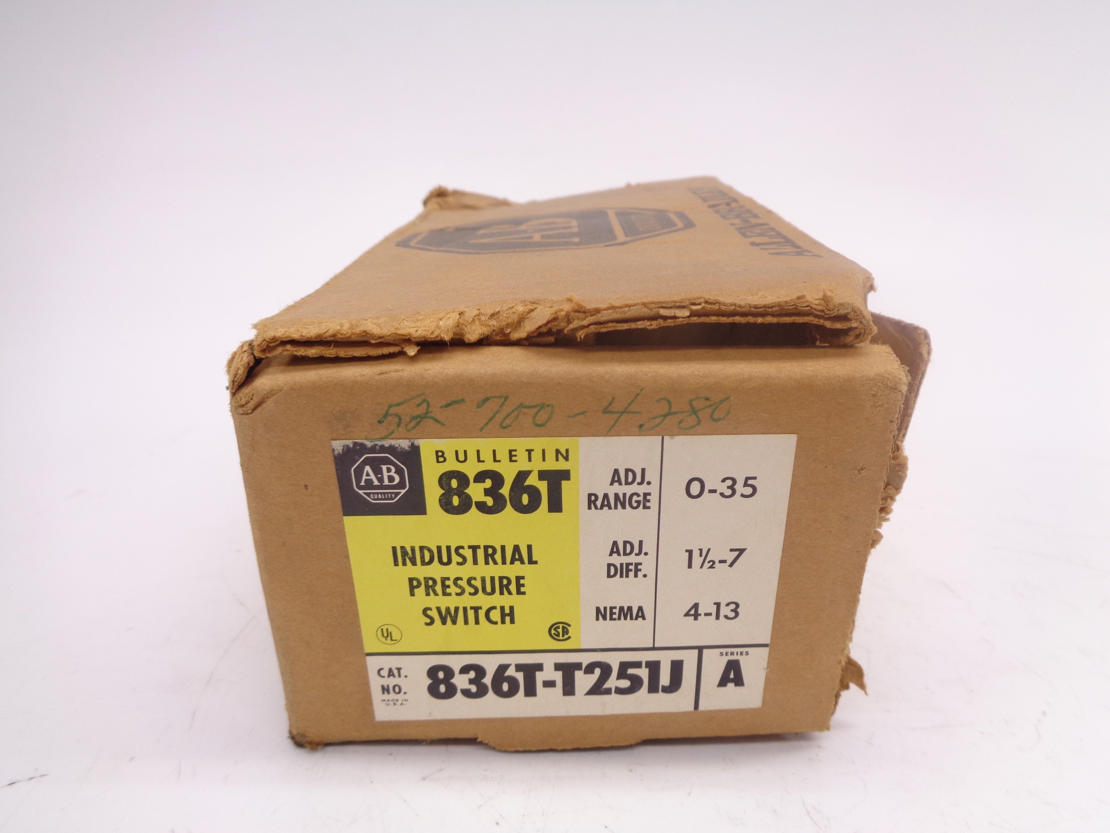 ALLEN BRADLEY 836T-T251J SER. A 120-600VAC 60A 3-35PSI (BR/YL) NSMP