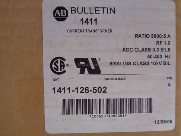 ALLEN BRADLEY 1411-126-502 SER. A DATE: 2006 (BR/WH) NSFS