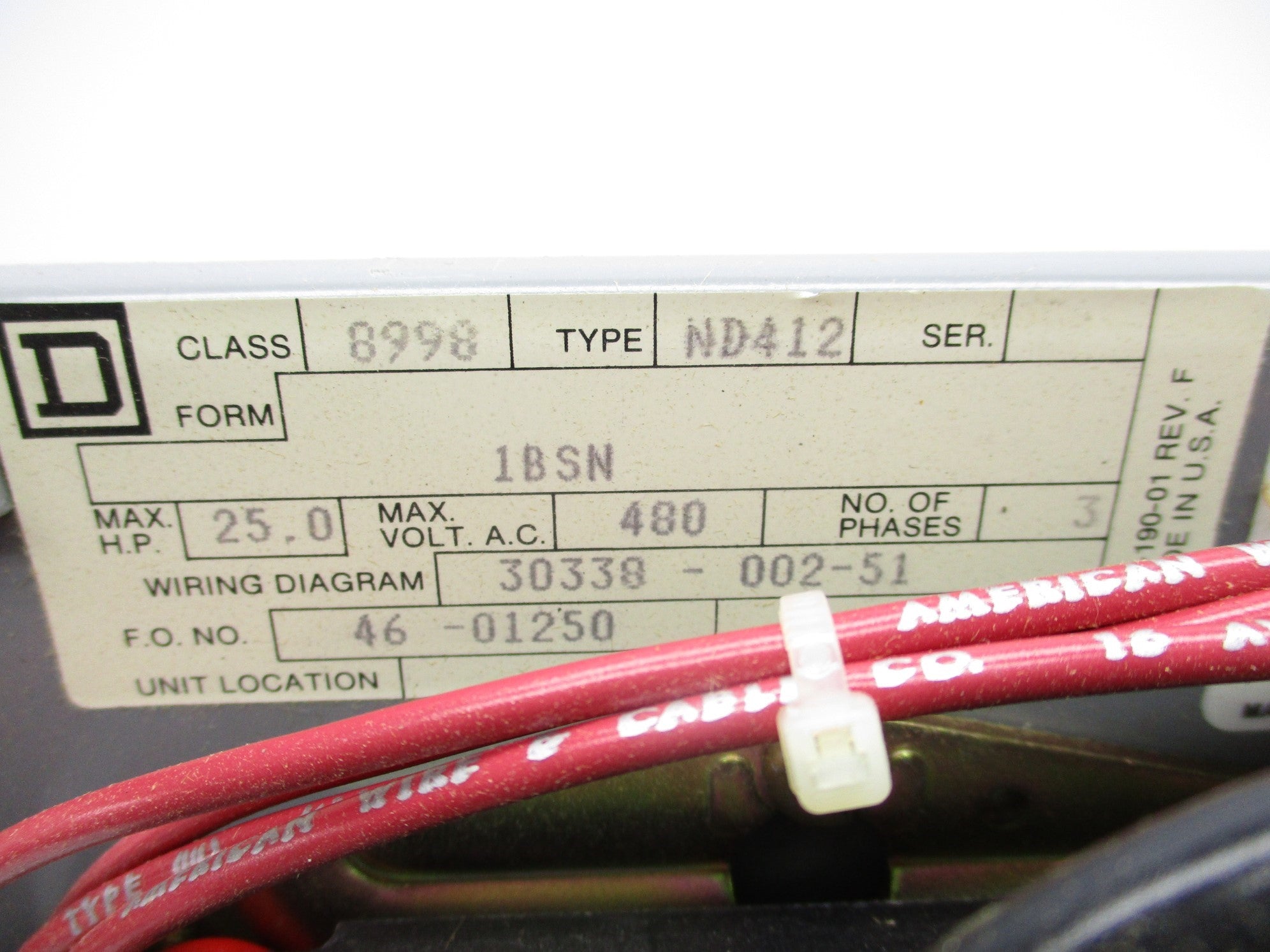 SQUARE D 8998ND412 UNMP
