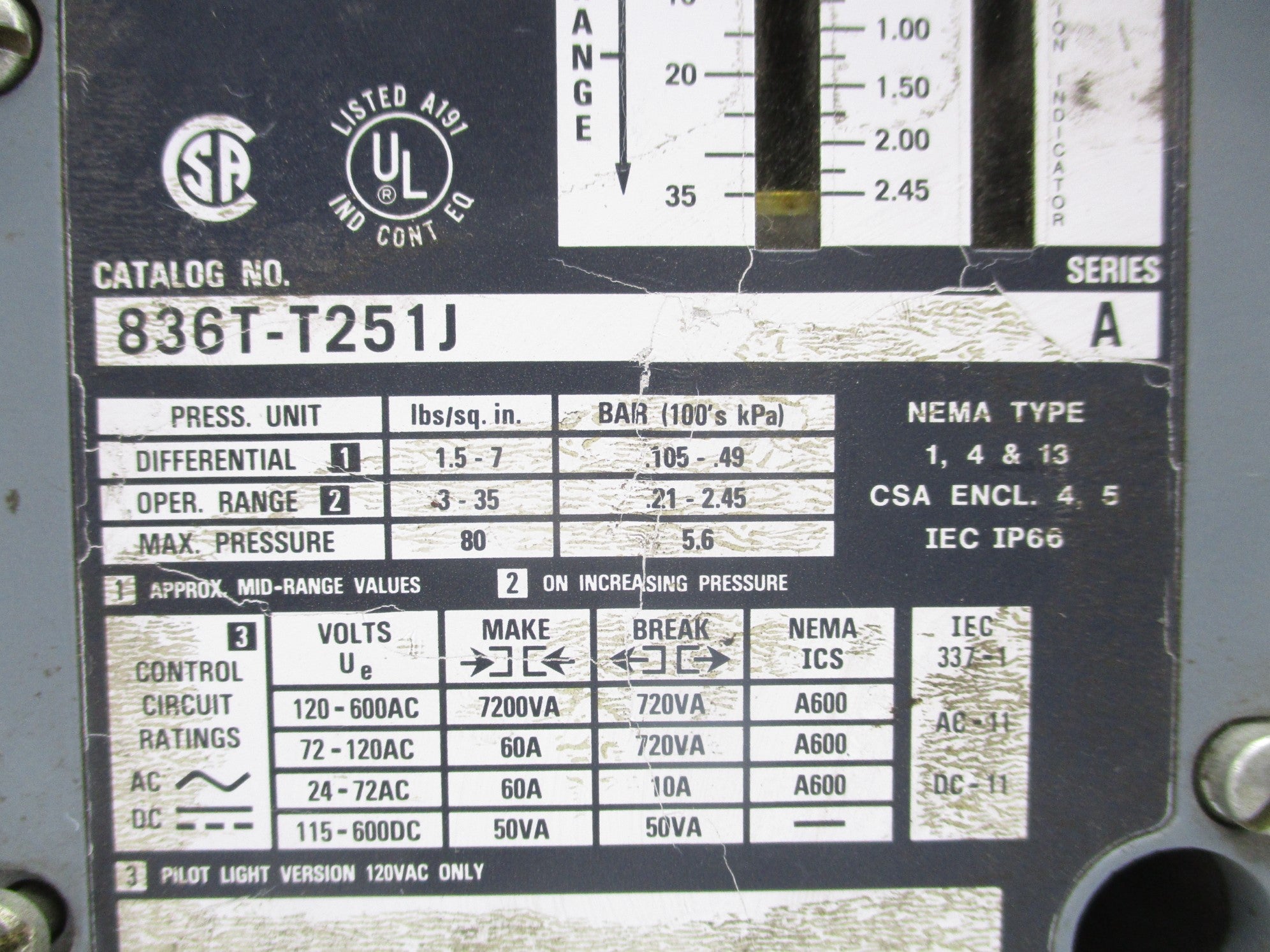 ALLEN BRADLEY 836T-T251J SER. A UNMP