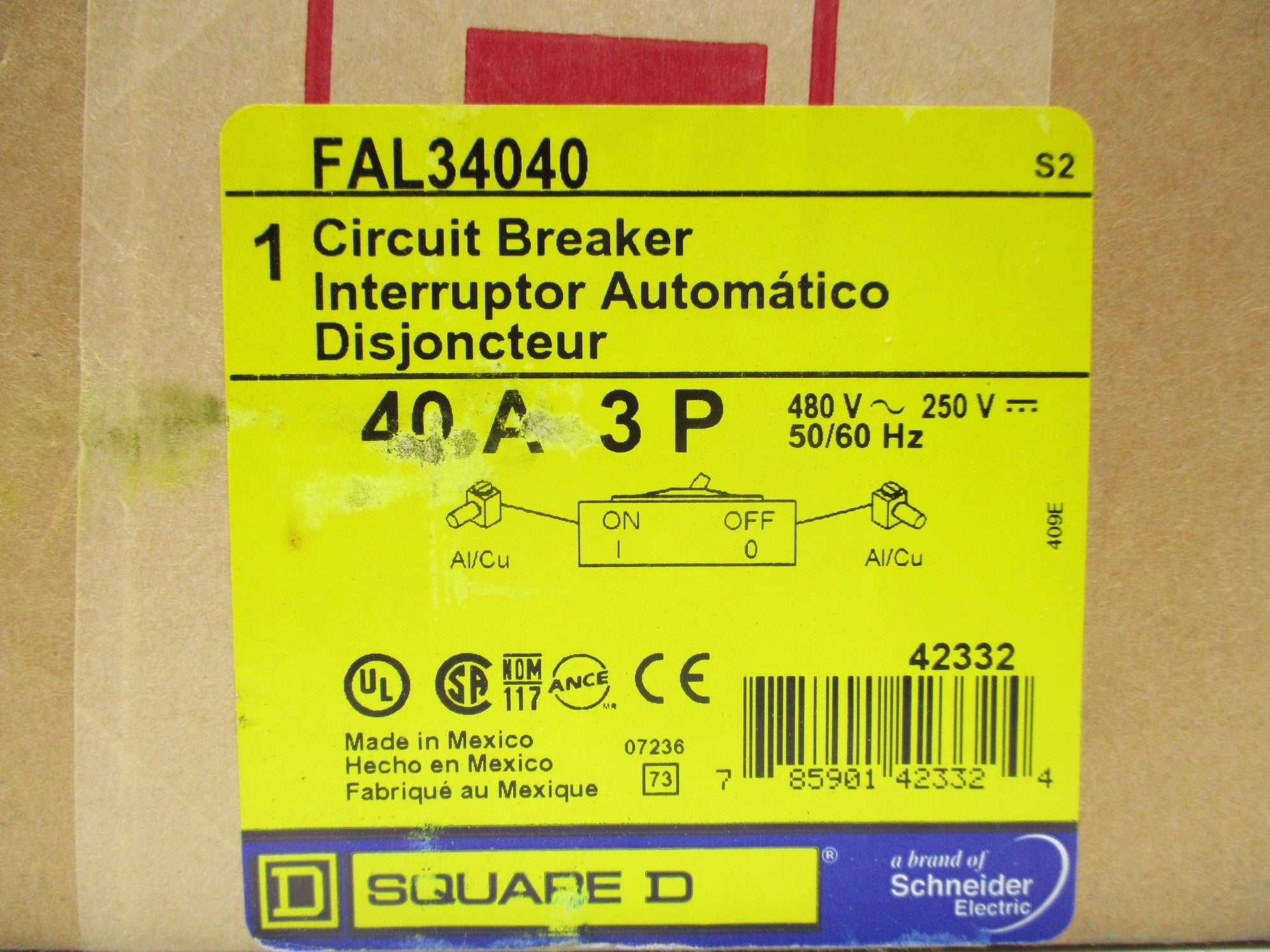 SQUARE D FAL34040 480V 40A NSFS