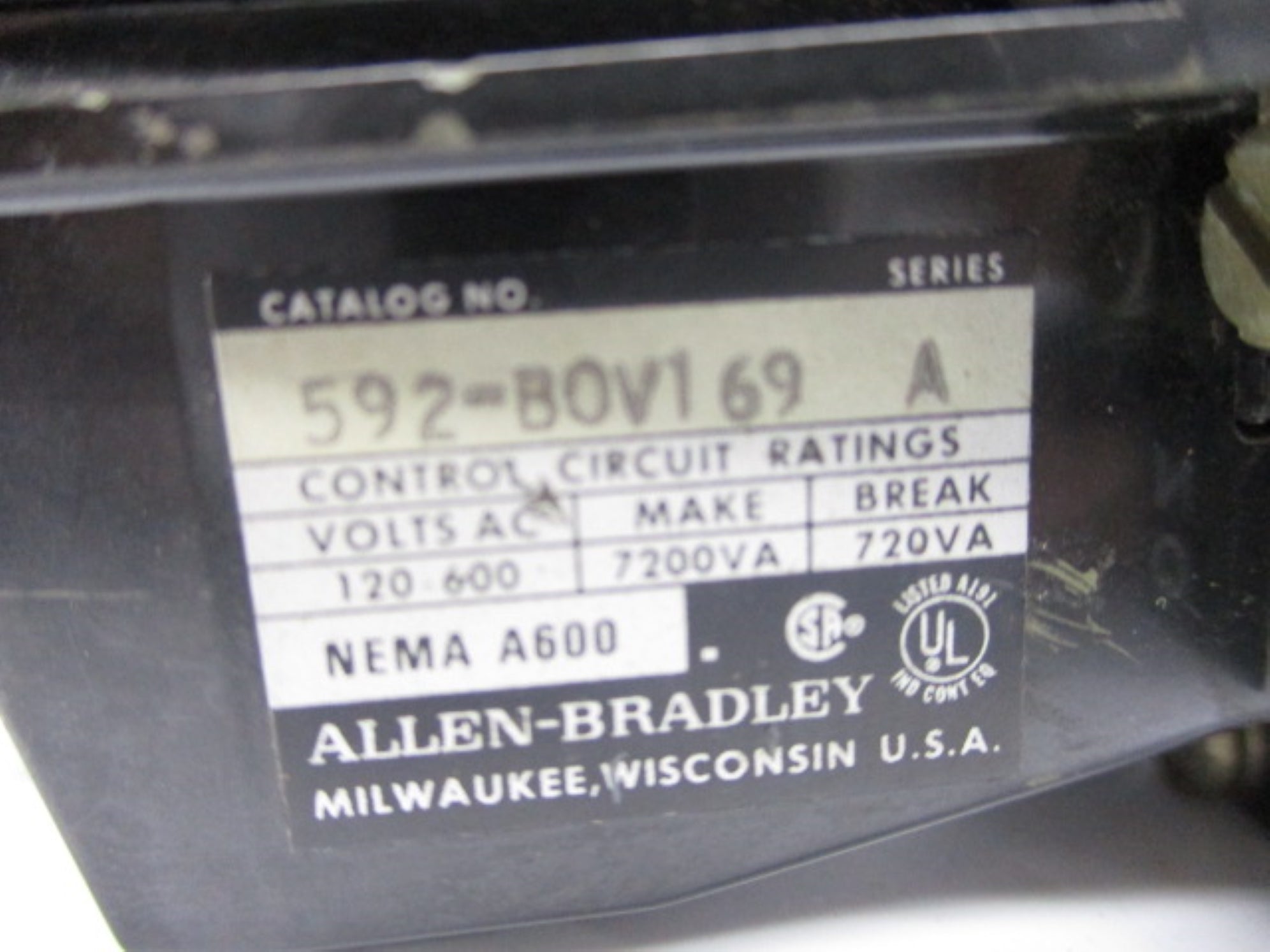 INDUSTRIAL SPARE PART 592-BOV169 SER. A 600V UNMP