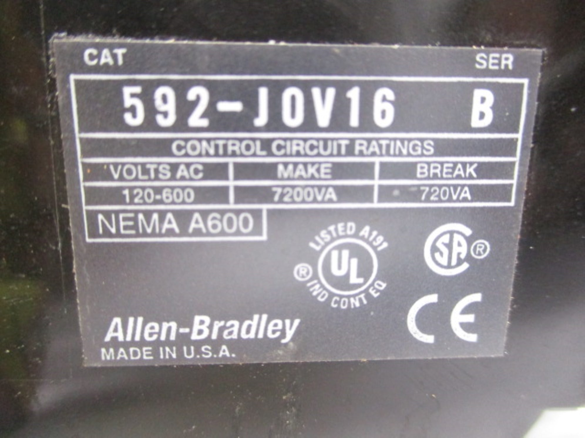 INDUSTRIAL SPARE PART 592-JOV16 SER. B 120V (AS PICTURED) UNMP