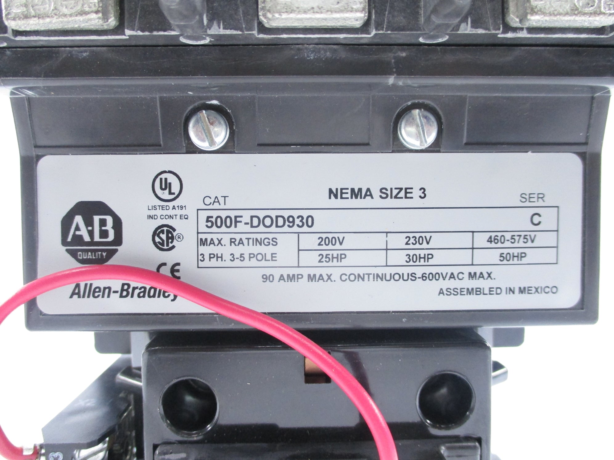 INDUSTRIAL SPARE PART 500F-DOD930 SER. C 110/115-120V 90A NSNP