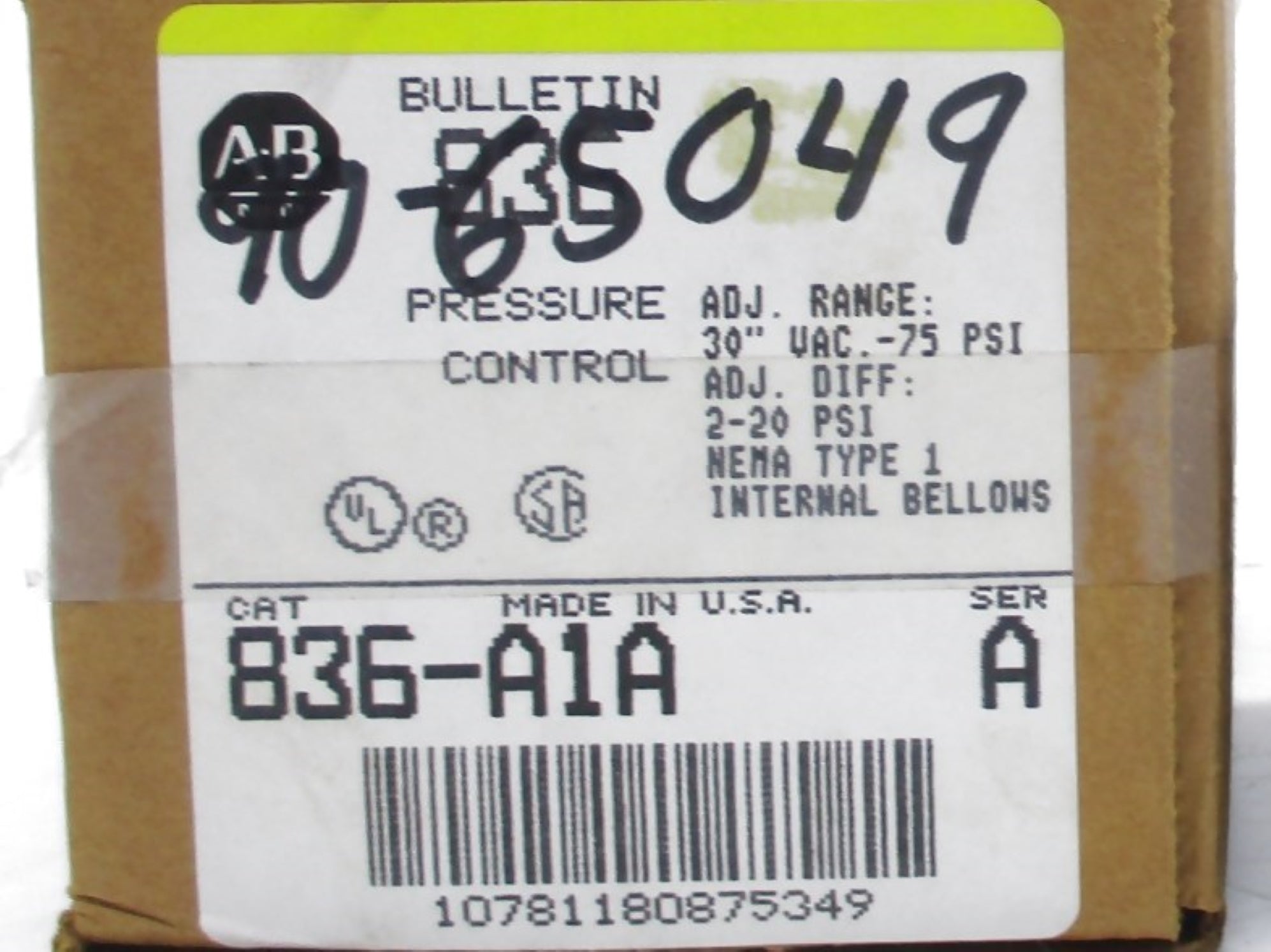 INDUSTRIAL SPARE PART 836-A1A SER. A 75PSI (BR/YL) NSMP