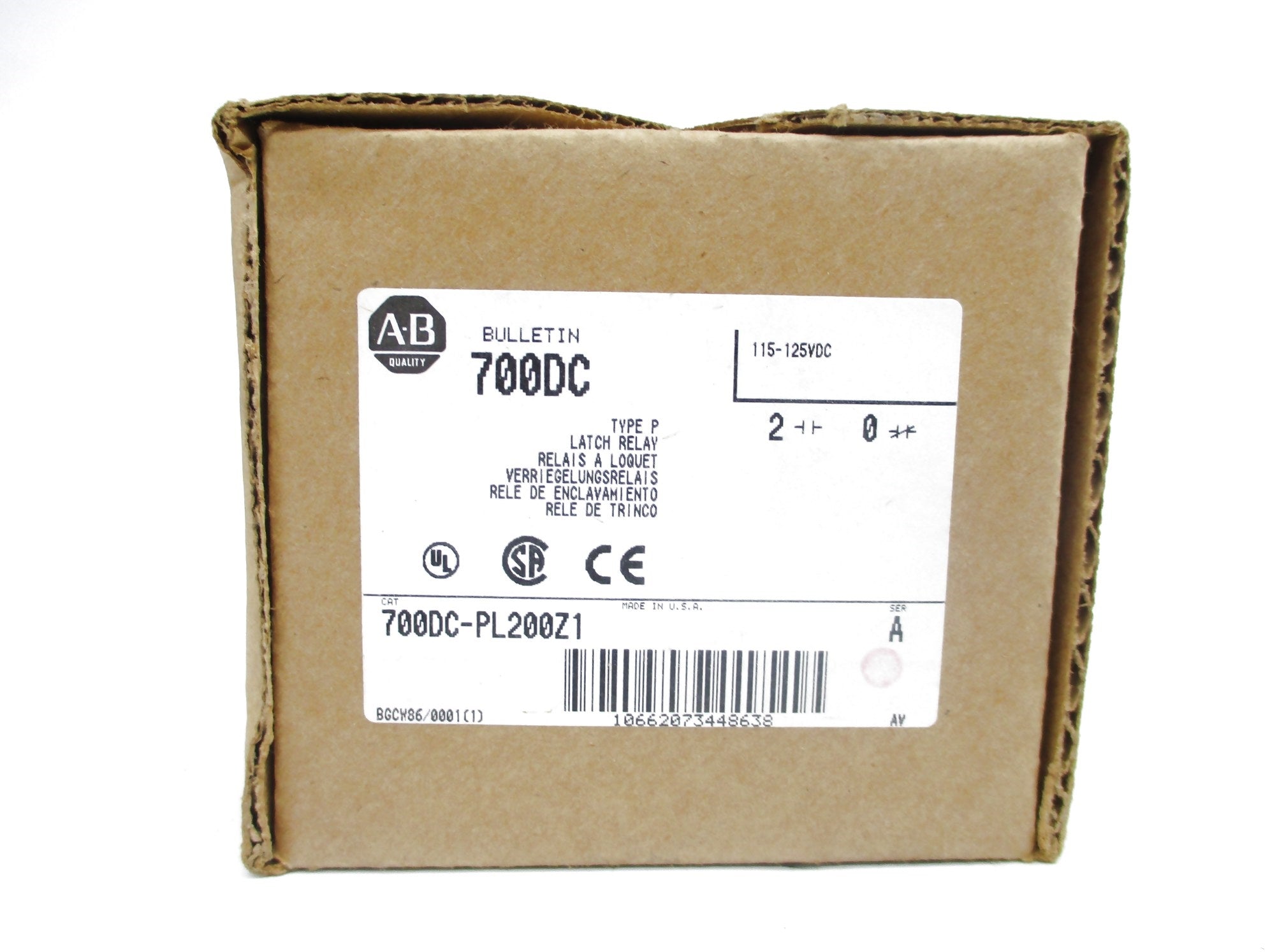 ALLEN BRADLEY 700DC-PL200Z1 SER. A 125V (BR/WH) NSMP