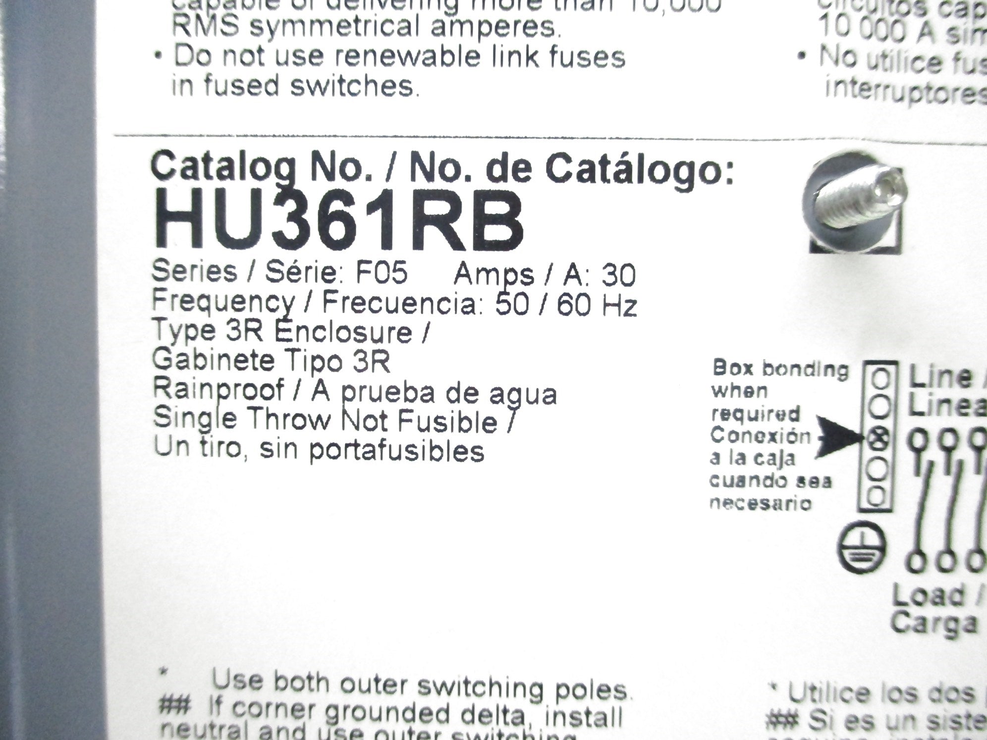 SQUARE D HU361RB SER. F05 600VAC/DC 30A NSNP