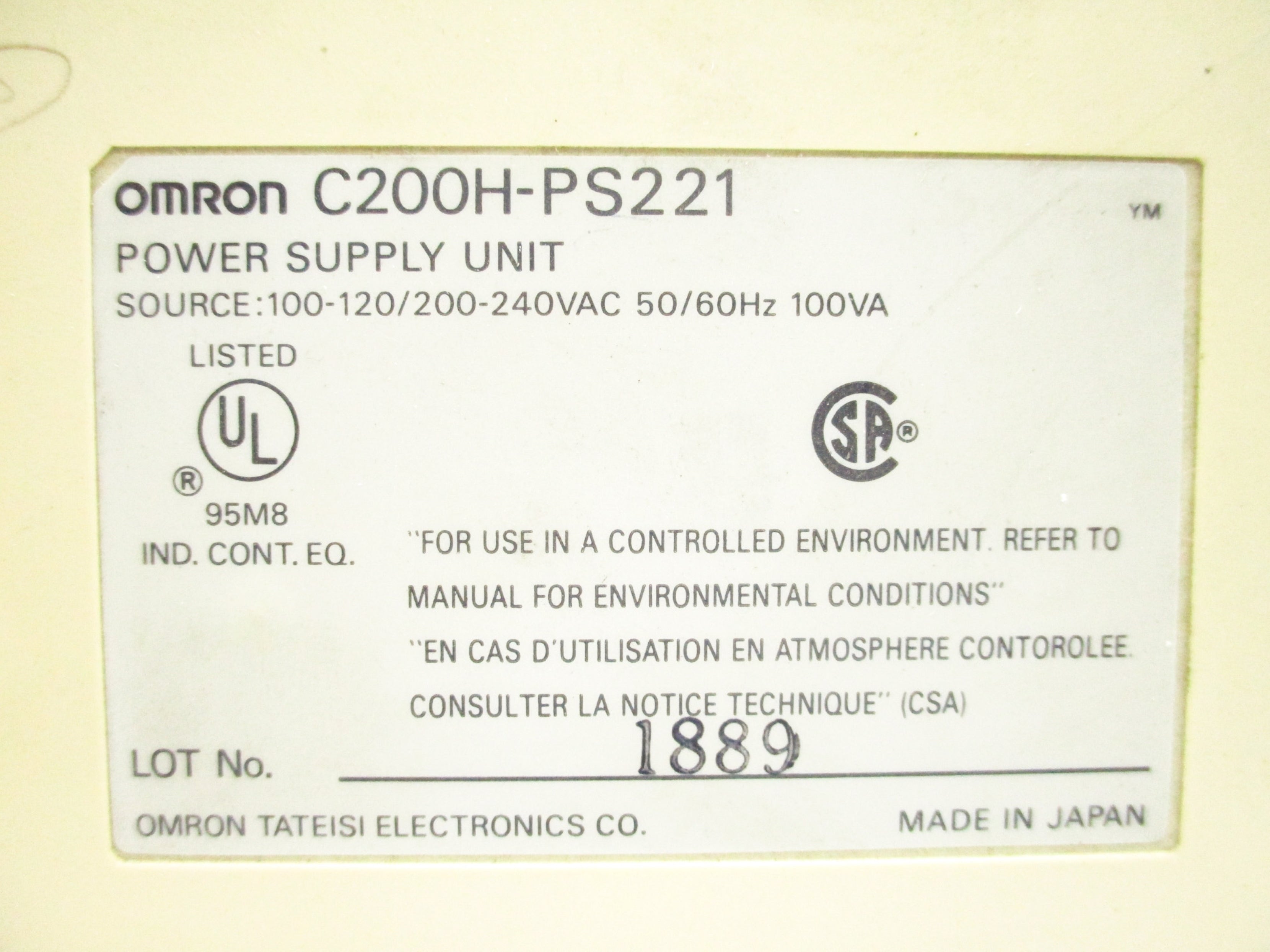 OMRON C200H-PS221 UNMP