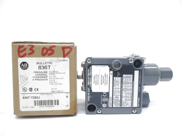 ALLEN BRADLEY 836T-T252J SER. A 120-600VAC 60A 6-75PSI  (BR/WH) NSMP