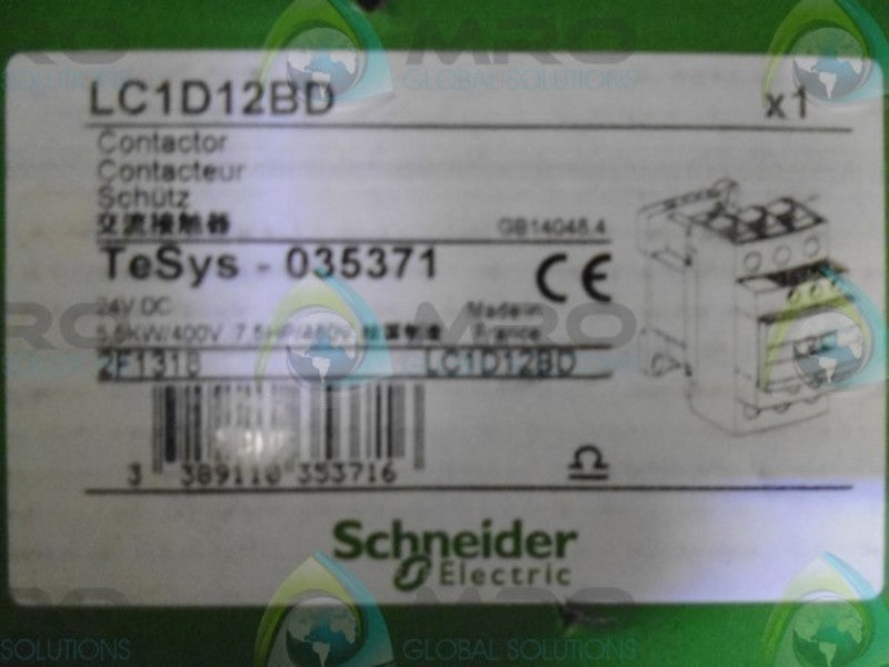 SCHNEIDER ELECTRIC LC1D12BD CONTACTOR  NSFS