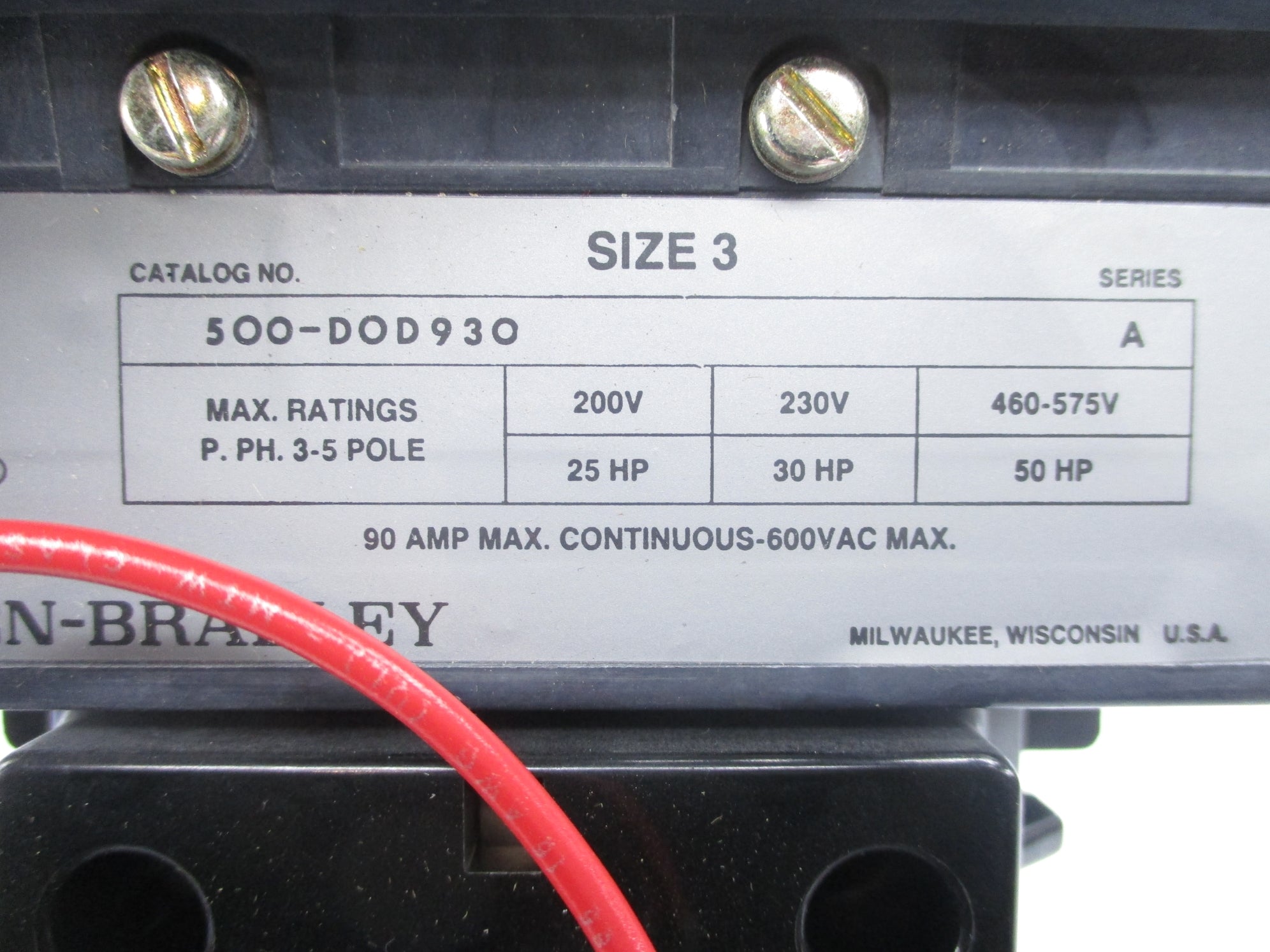 INDUSTRIAL SPARE PART 500-DOD930 SER. A 110/115-120V 90A NSNP