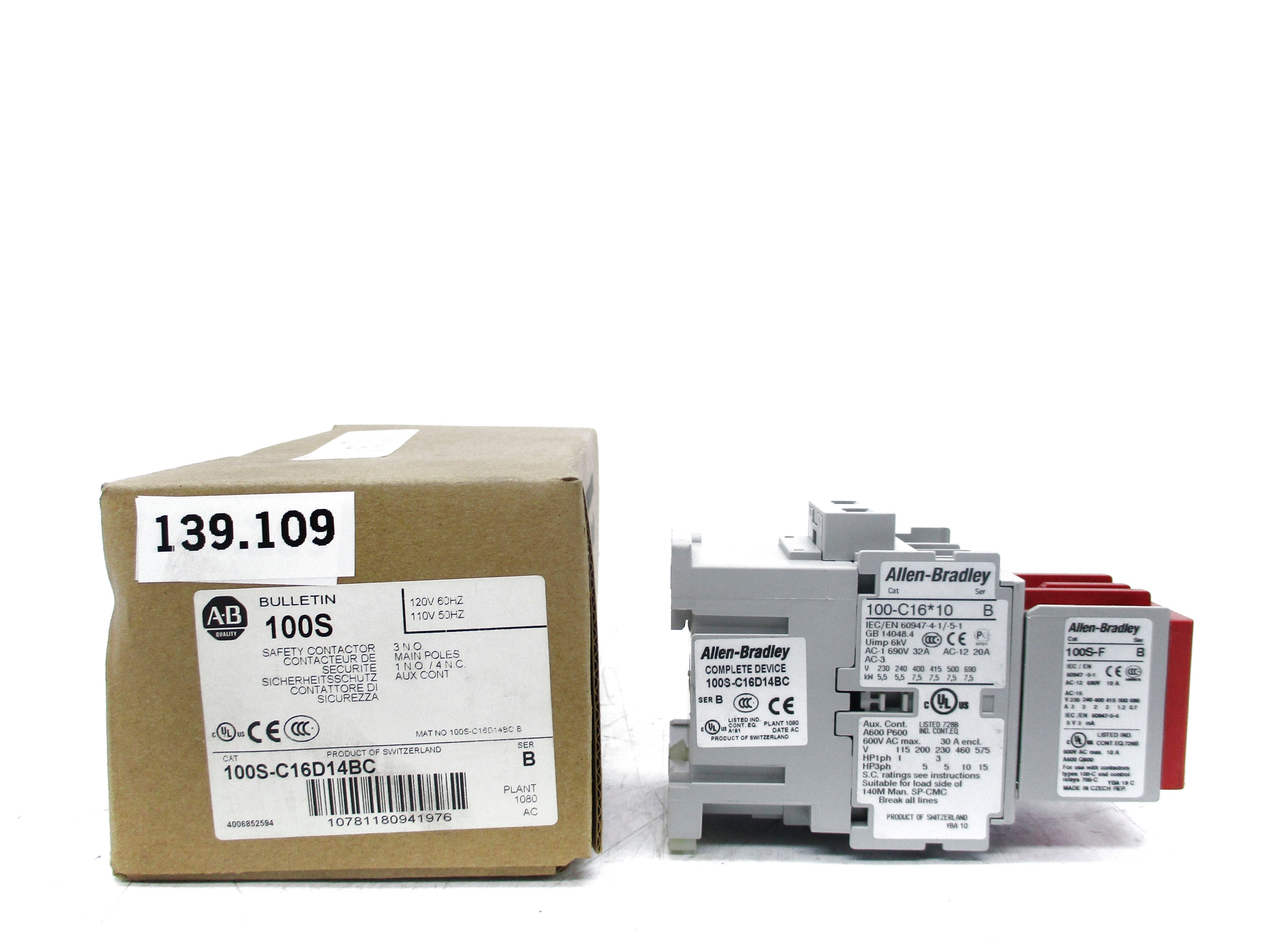 ALLEN BRADLEY 100S-C16D14BC SER. B 110/120V (BR/WH) NSMP
