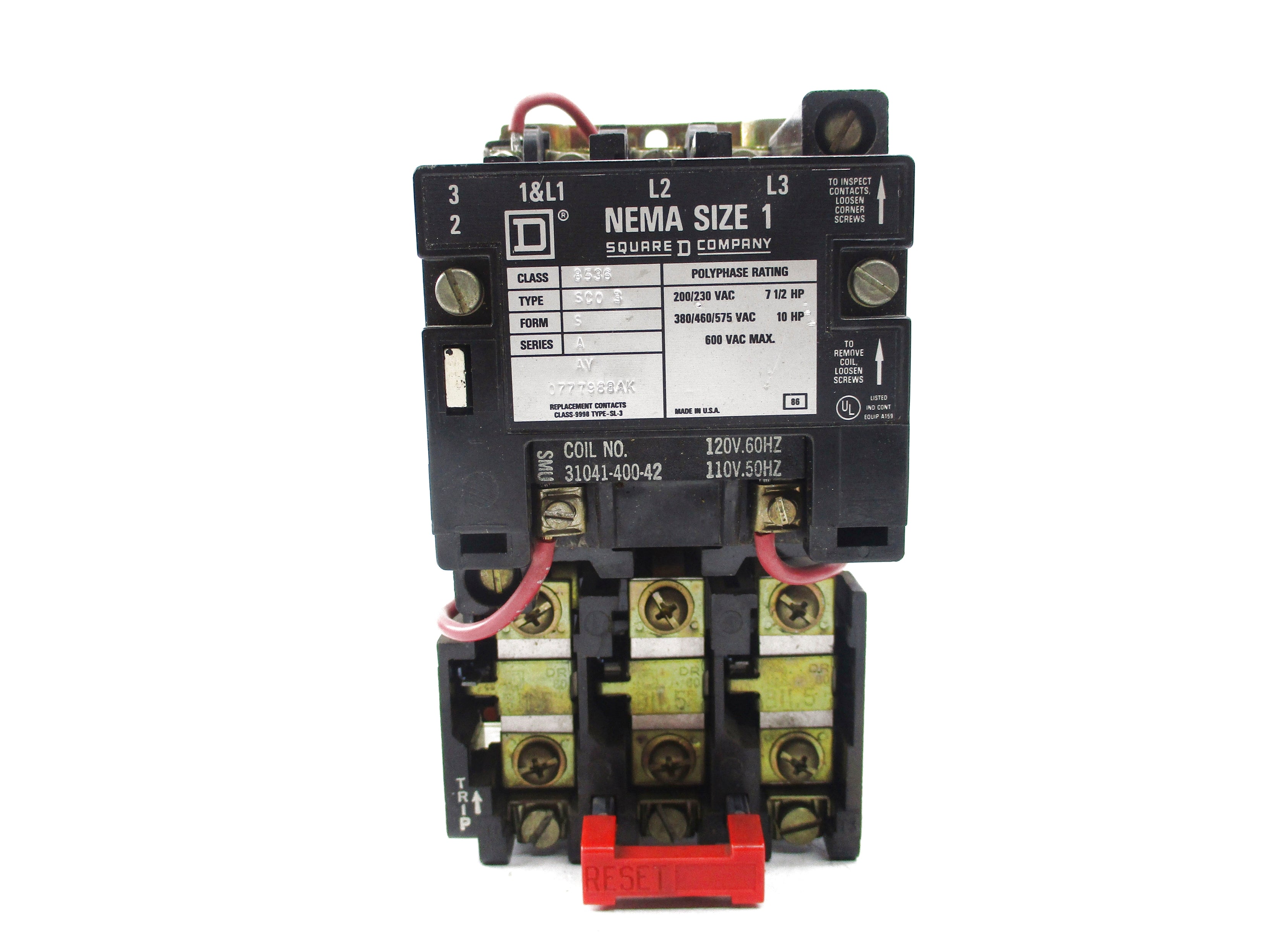 SQUARE D 8536SCO3S SER. A 110/120V UNMP