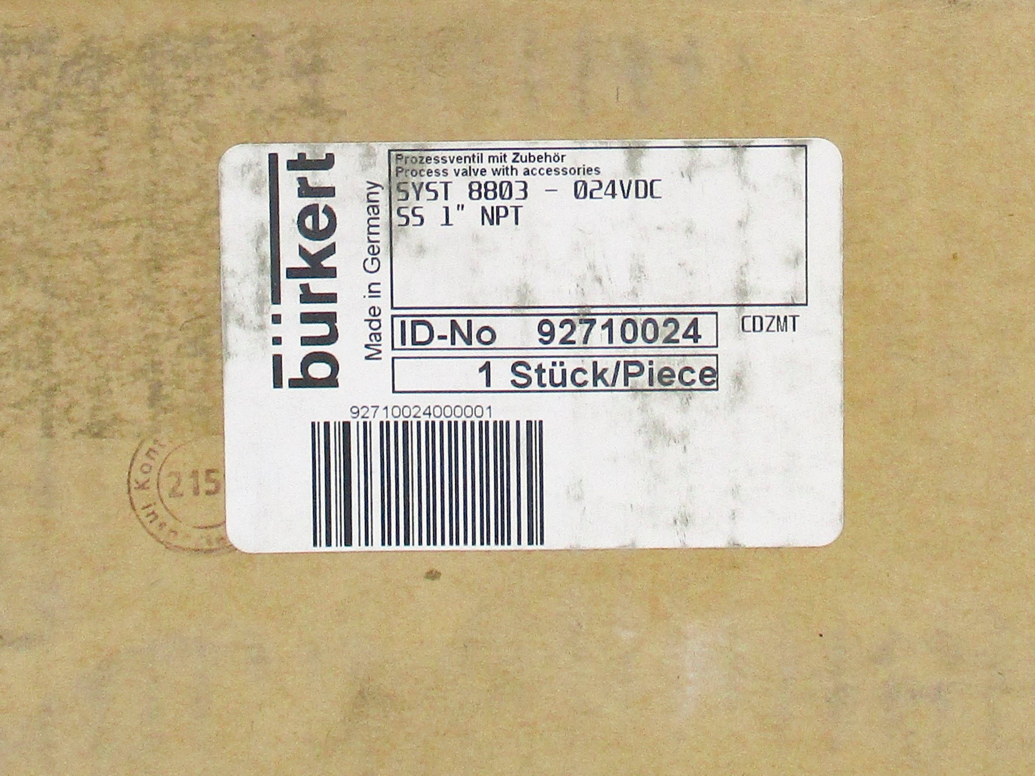 BURKERT 92710024 24V 1" NSMP