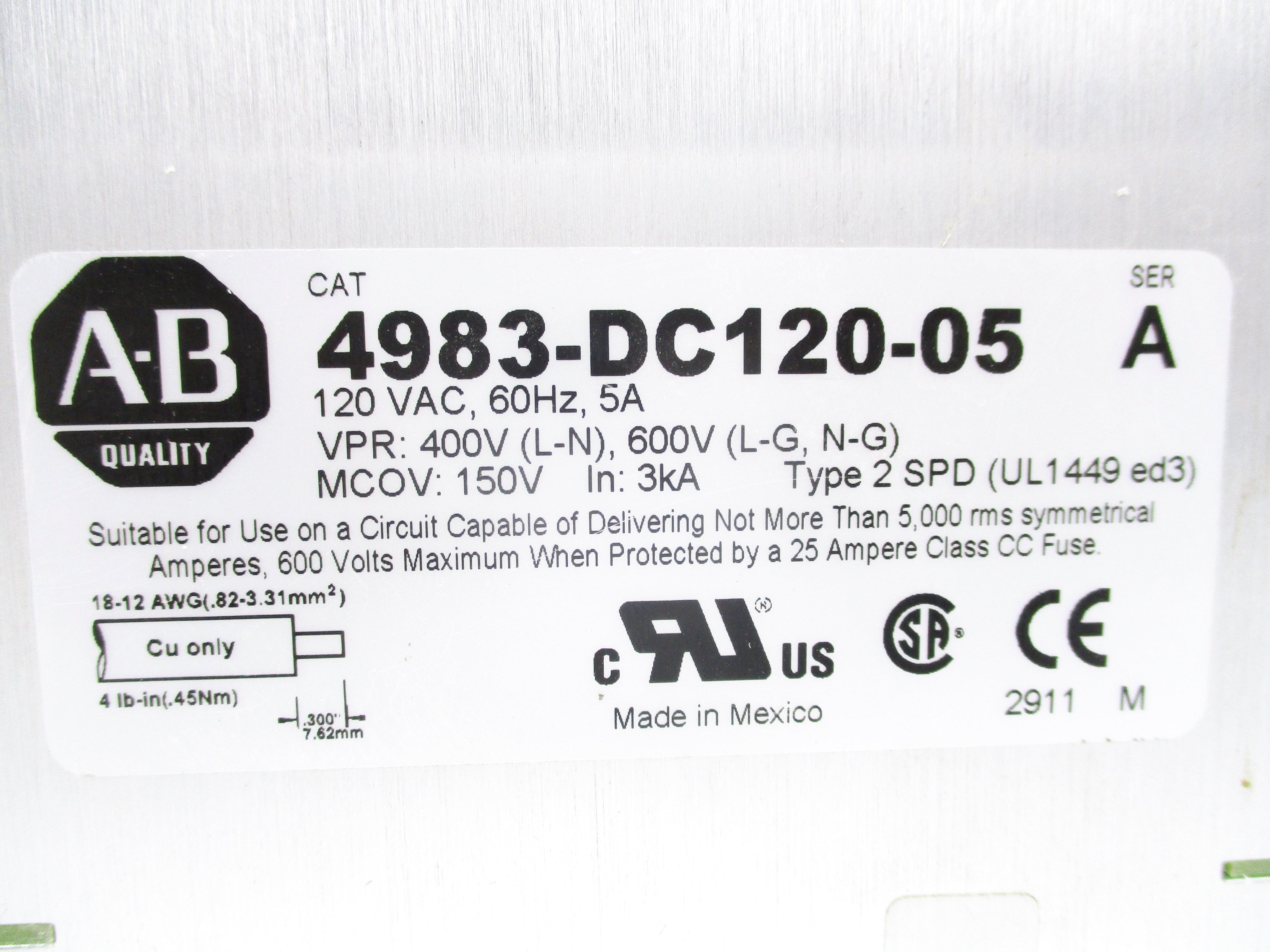 INDUSTRIAL SPARE PART 4983-DC120-05 SER. A NSNP