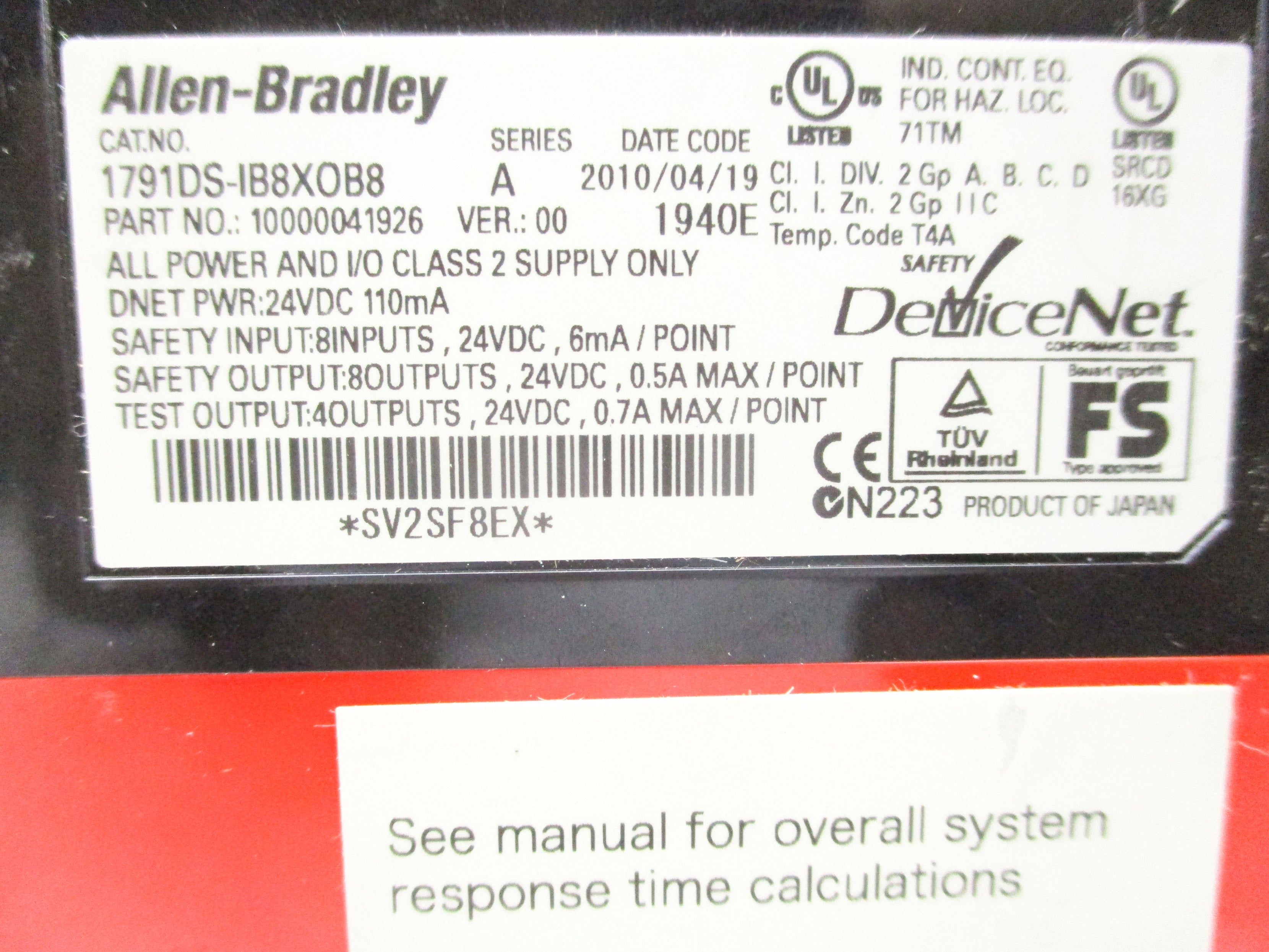 ALLEN BRADLEY 1791DS-IB8XOB8 SER. A NSNP