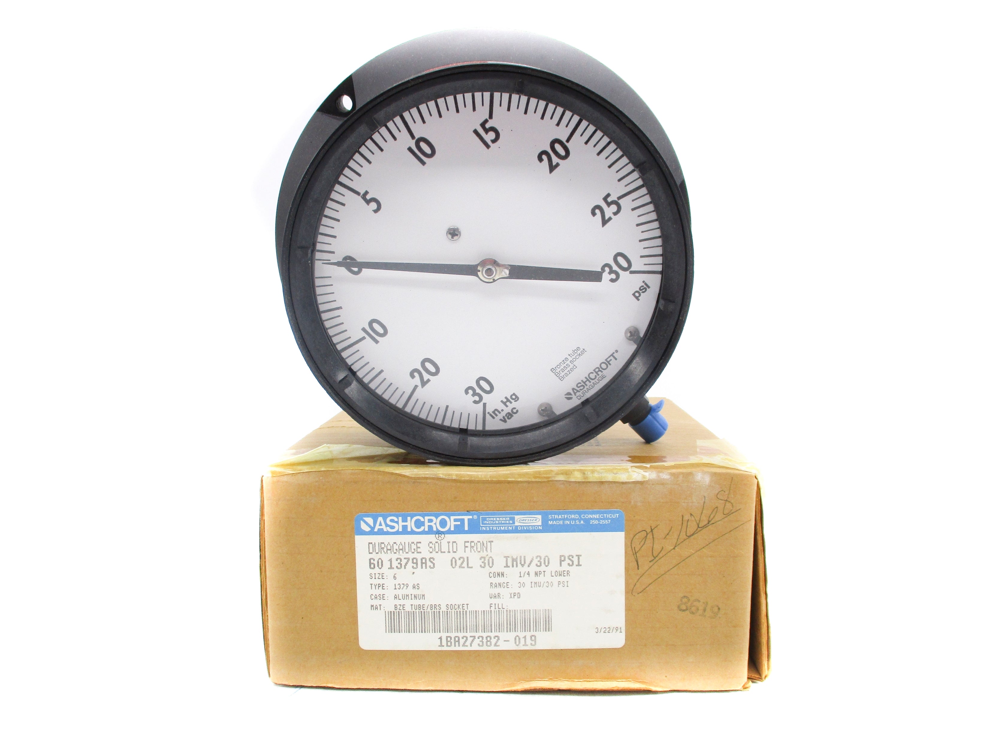 ASHCROFT 601379AS02L30IMV/30 0-30PSI NSMP