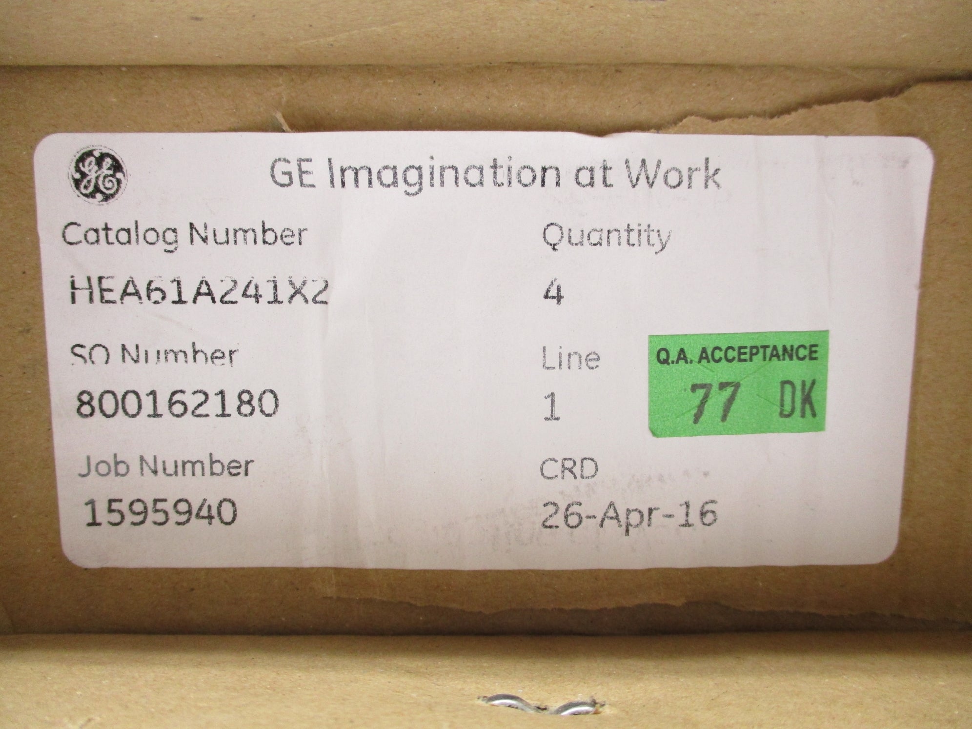 GENERAL ELECTRIC 12HEA61A241X2 24VDC NSFS
