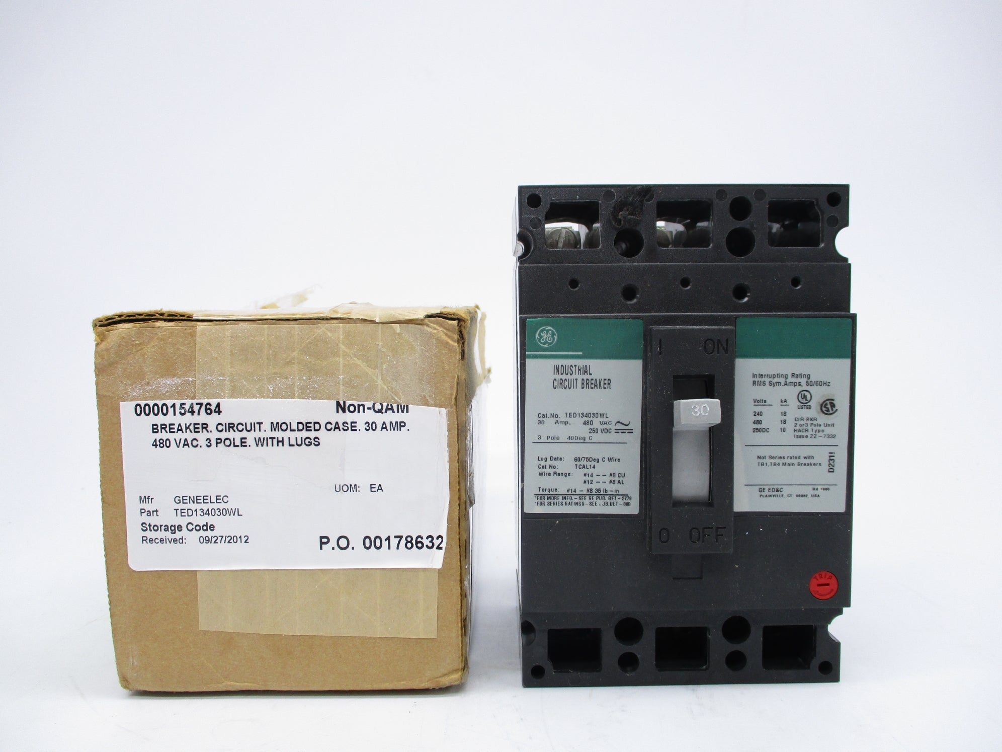 GENERAL ELECTRIC TED134030WL 480VAC 30A (GREEN) NSMP