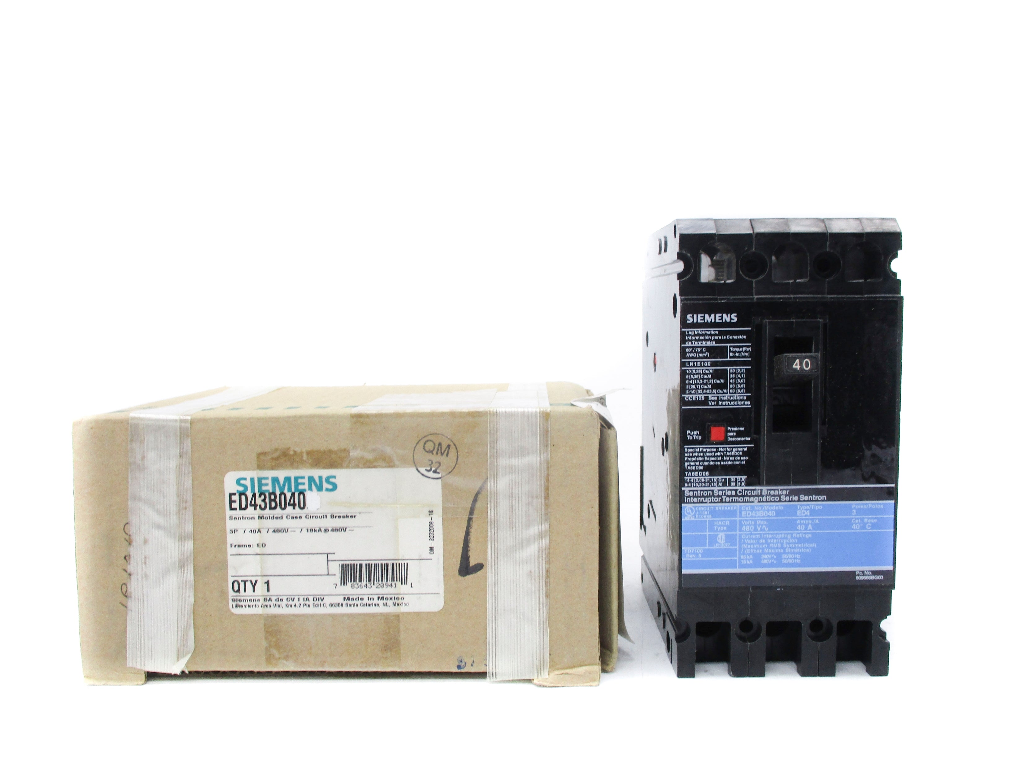 SIEMENS ED43B040 480V 40A NSMP