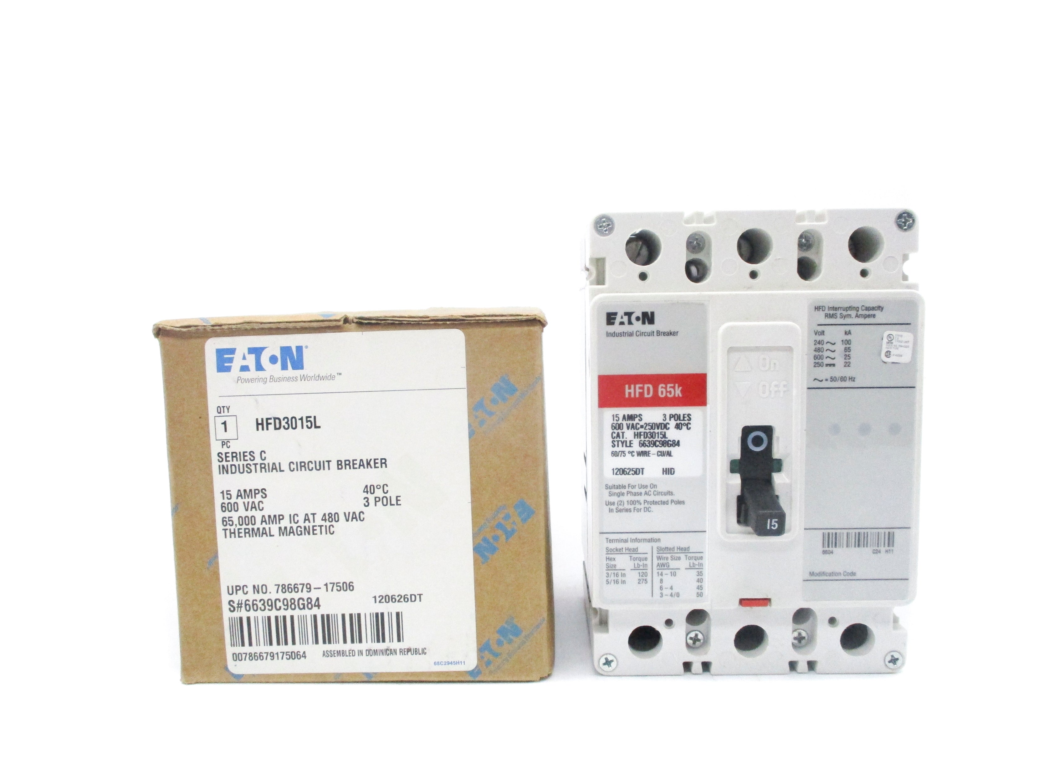 EATON HFD3015L SER. C 600VAC 15A NSMP