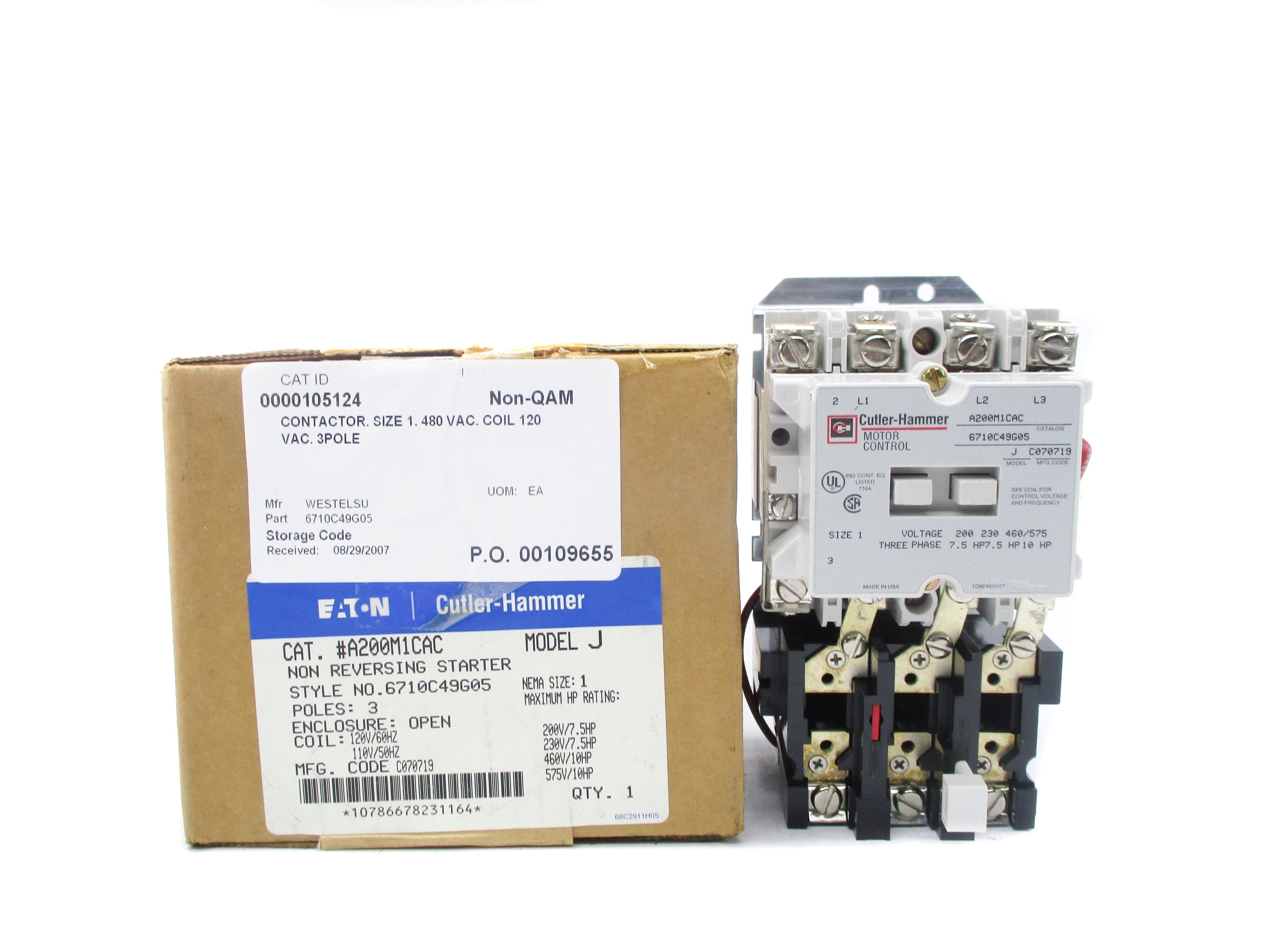 CUTLER HAMMER A200M1CAC 6710C49G05 110/120V NSMP