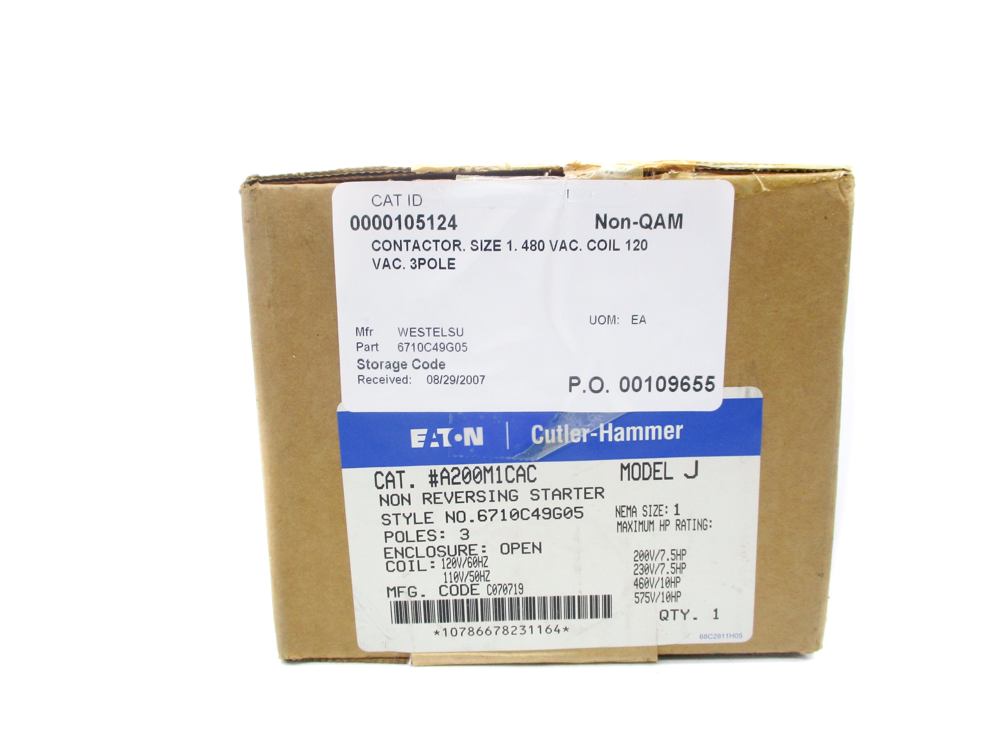 CUTLER HAMMER A200M1CAC 6710C49G05 110/120V NSMP
