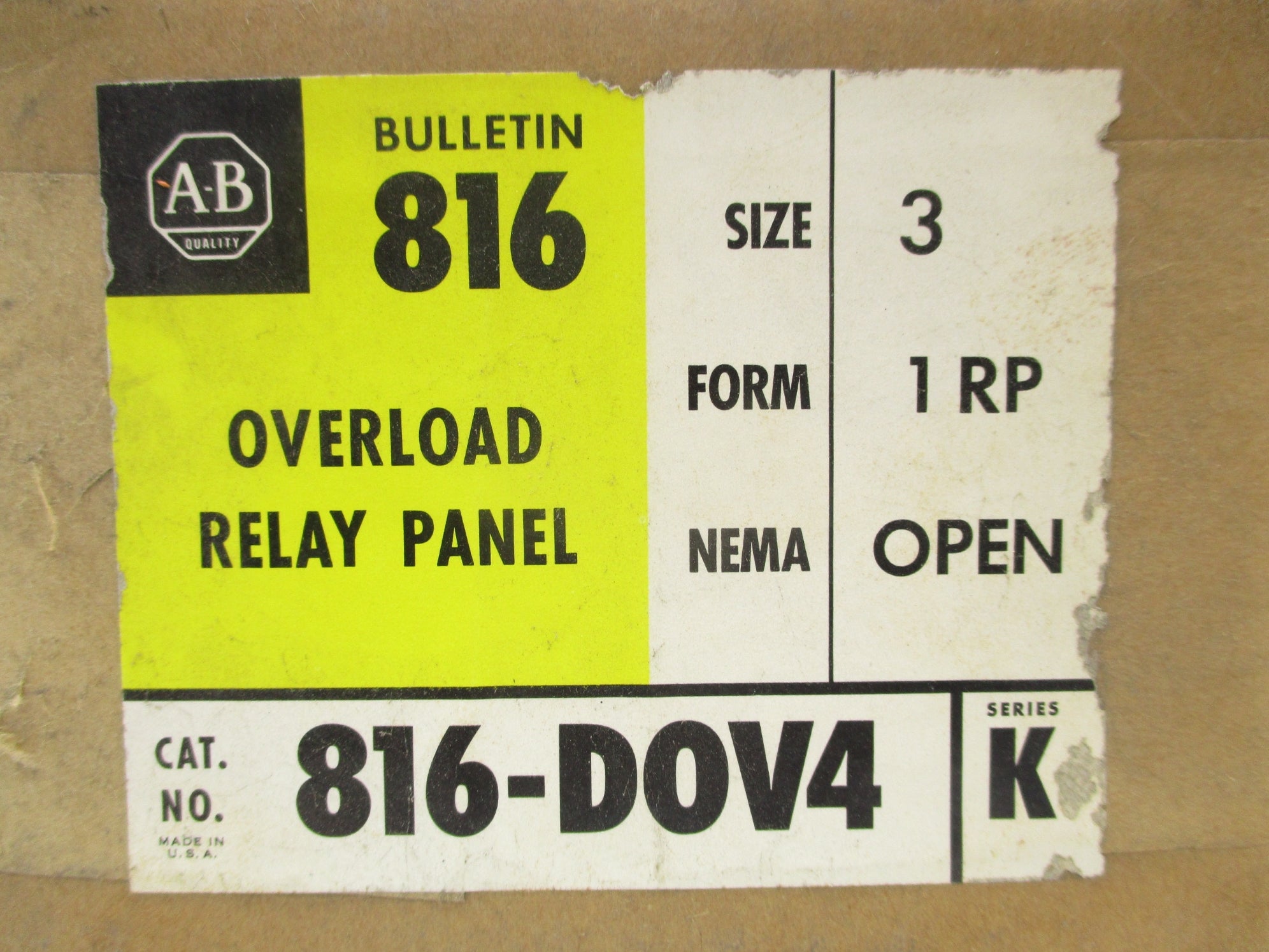 INDUSTRIAL SPARE PART 816-DOV4 SER. K (BR/YL) NSFS