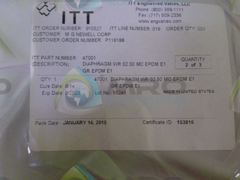 ITT 47001 DIAPHRAGN EPDM E1 * NEW IN BAG *