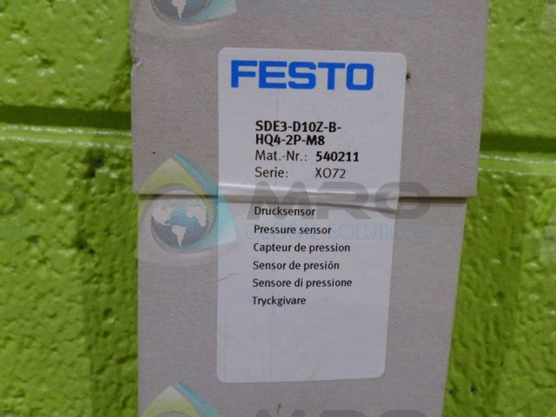 FESTO SDE3-D10Z-B-HQ4-2P-M8 PRESSURE SENSOR * FACTORY SEAL *