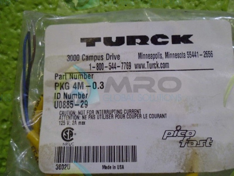 TURCK PKG-4M-0.3 PICOFAST MOLDED CORDSETS * NEW IN BAG *