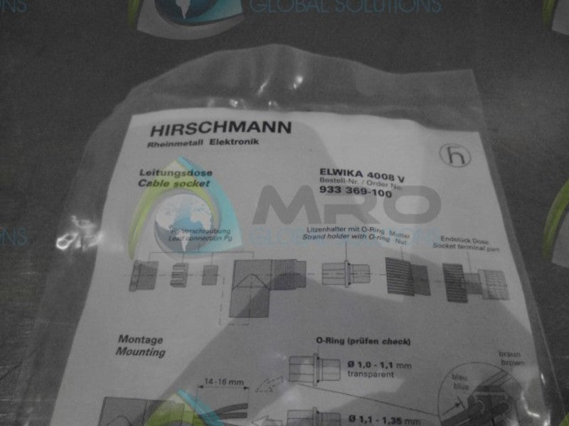 HIRSCHMANN 933-369-100 CABLE SOCKET * NEW IN FACTORY BAG *