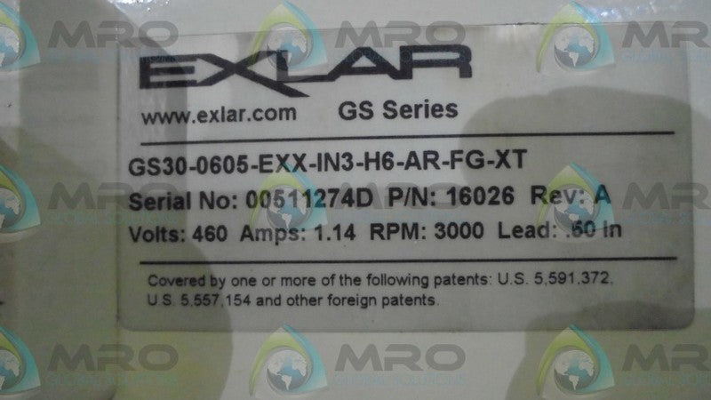 EXLAR GS30-0605-EXX-IN3-H6-AR-FG-XT ELECTRONIC LINEAR ACTUATOR  NSNP