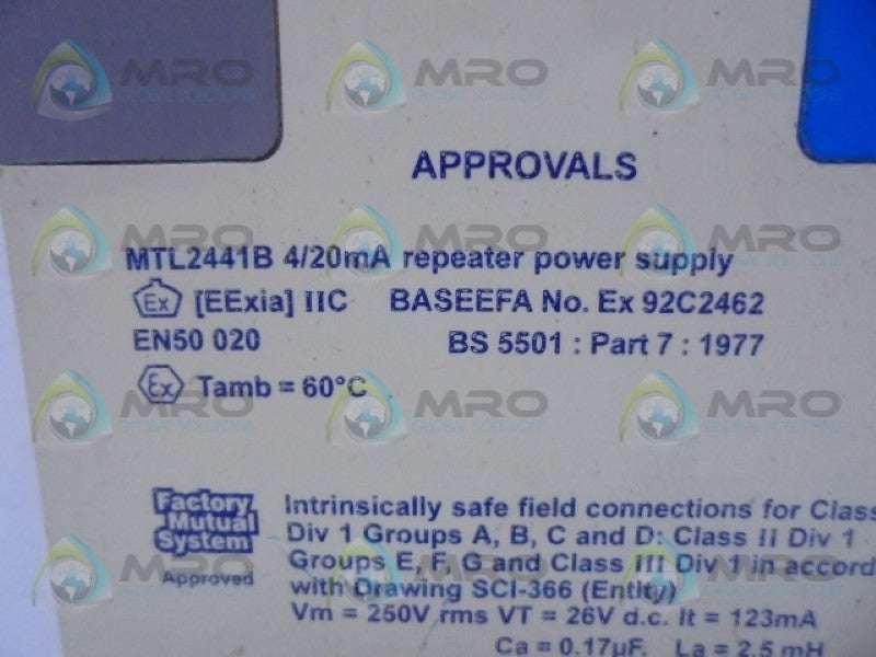 MTL MTL2441B REPEATER POWER SUPPLY  UNMP