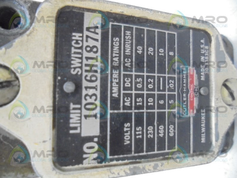 CUTLER HAMMER 10316H187A LIMIT SWITCH  UNMP
