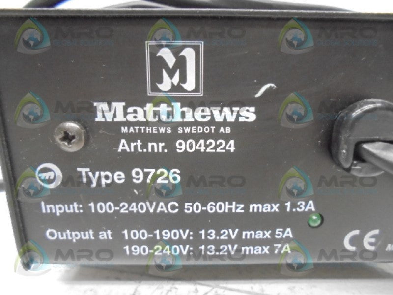 MATTHEWS 9726 POWER SUPPLY  UNMP