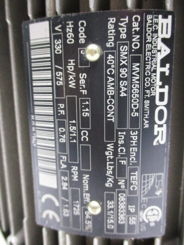 BALDOR MVM5650D-5 MOTOR 1725 RPM  NSNP