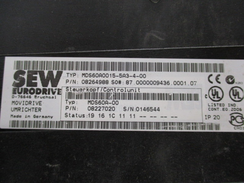 SEW EURODRIVE MDS60A0015-5A3-4-00 INVERTER DRIVE  UNMP