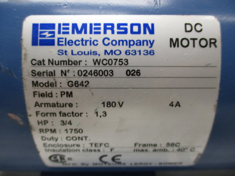 EMERSON WC0753 DC MOTOR .75 HP  NSNP