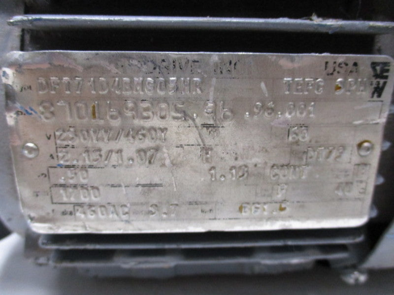 SEW EURODRIVE DFT71D4BM605HR AC MOTOR 0.50HP 1700 RPM  UNMP