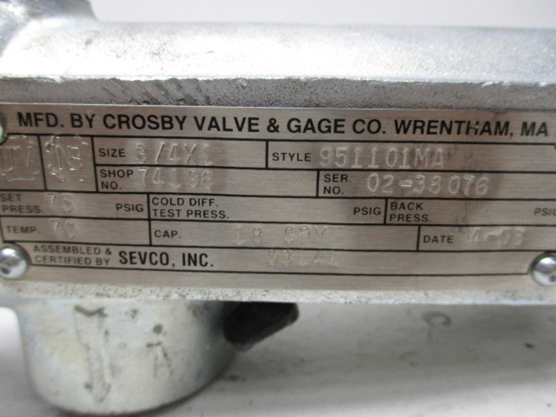 CROSBY 951101MA VALVE 3/4X1  NSNP