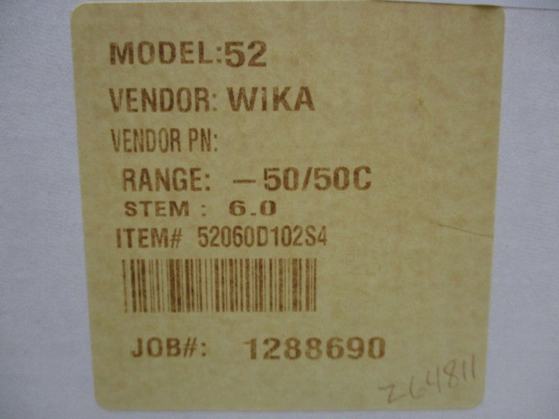 WIKA MODEL 52 52060D102S4 THERMOMETER  NSMP