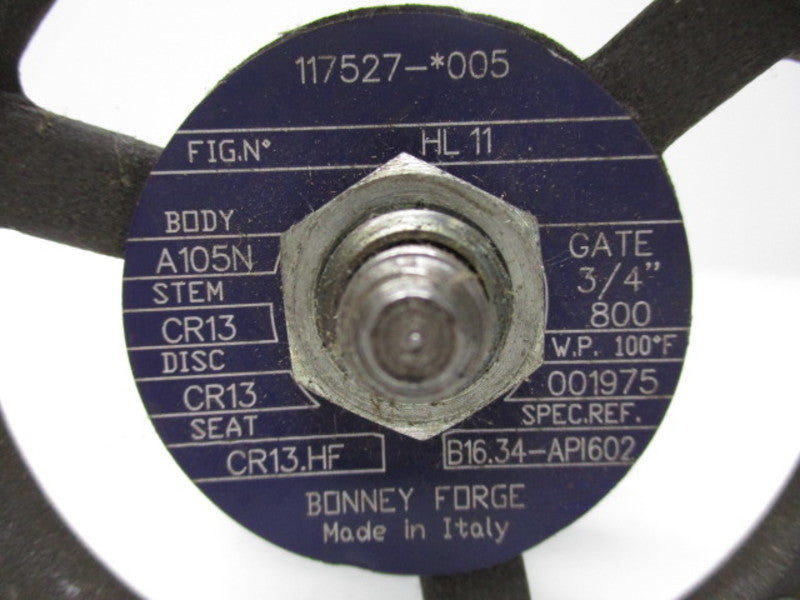 BONNEY FORGE A105N SHUTOFF VALVE 3/4" NSNP