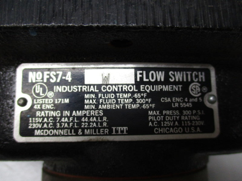 MCDONNELL & MILLER FS7-4W FLOW SWITCH  UNMP