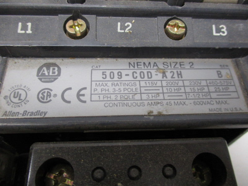 INDUSTRIAL SPARE PART 509-C0D-A2H SER.B STARTER 3 POLE 115V  UNMP