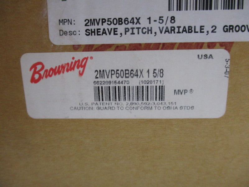 BROWNING 2MVP60B64X VARIABLE SPEED SHEAVE PULLY 1-5/8  NSMP