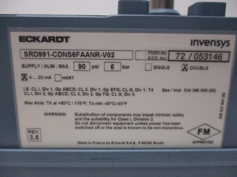 ECKARDT SRD991-CDNS6FAANR-V02 POSITIONER 90PSI REV 3.5  NSMP