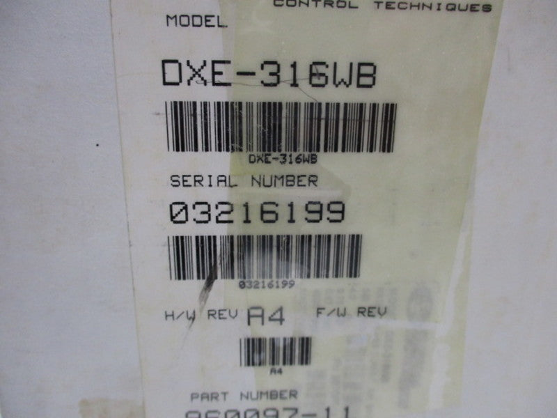 CONTROL TECHNIQUES DXE-316WB SERVO MOTOR 240V 0.76 HP 4000 RPM  NSMP