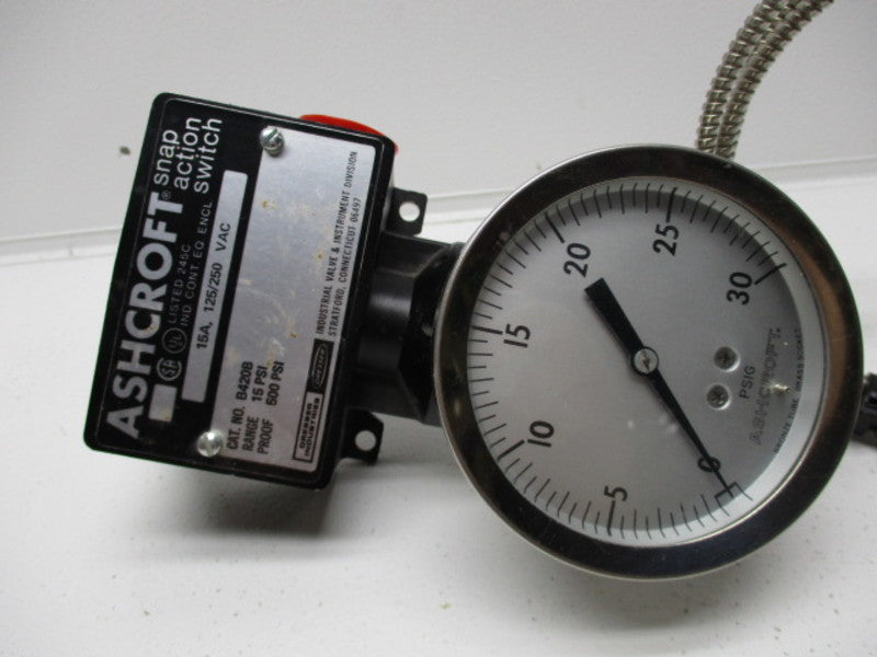 ASHCROFT B420B SNAP ACTION SWITCH 15A 15PSI 125/250 VAC  NSNP